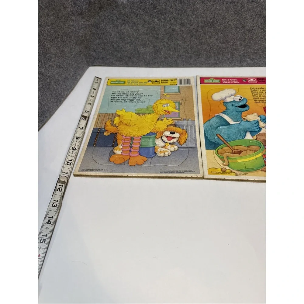 Vintage 1993 Sesame Street Puzzles Lot Of 2 Cookie Monster & Big Bird